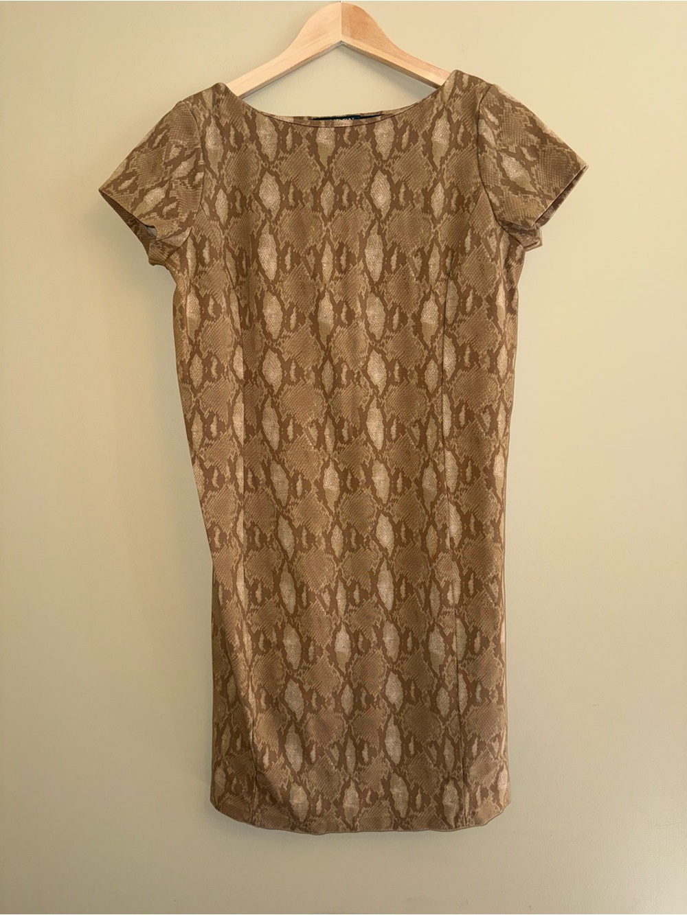 Lauren Ralph Lauren Cup Sleeve Animal Print Midi Dress M Beige Resort Chic Comfy